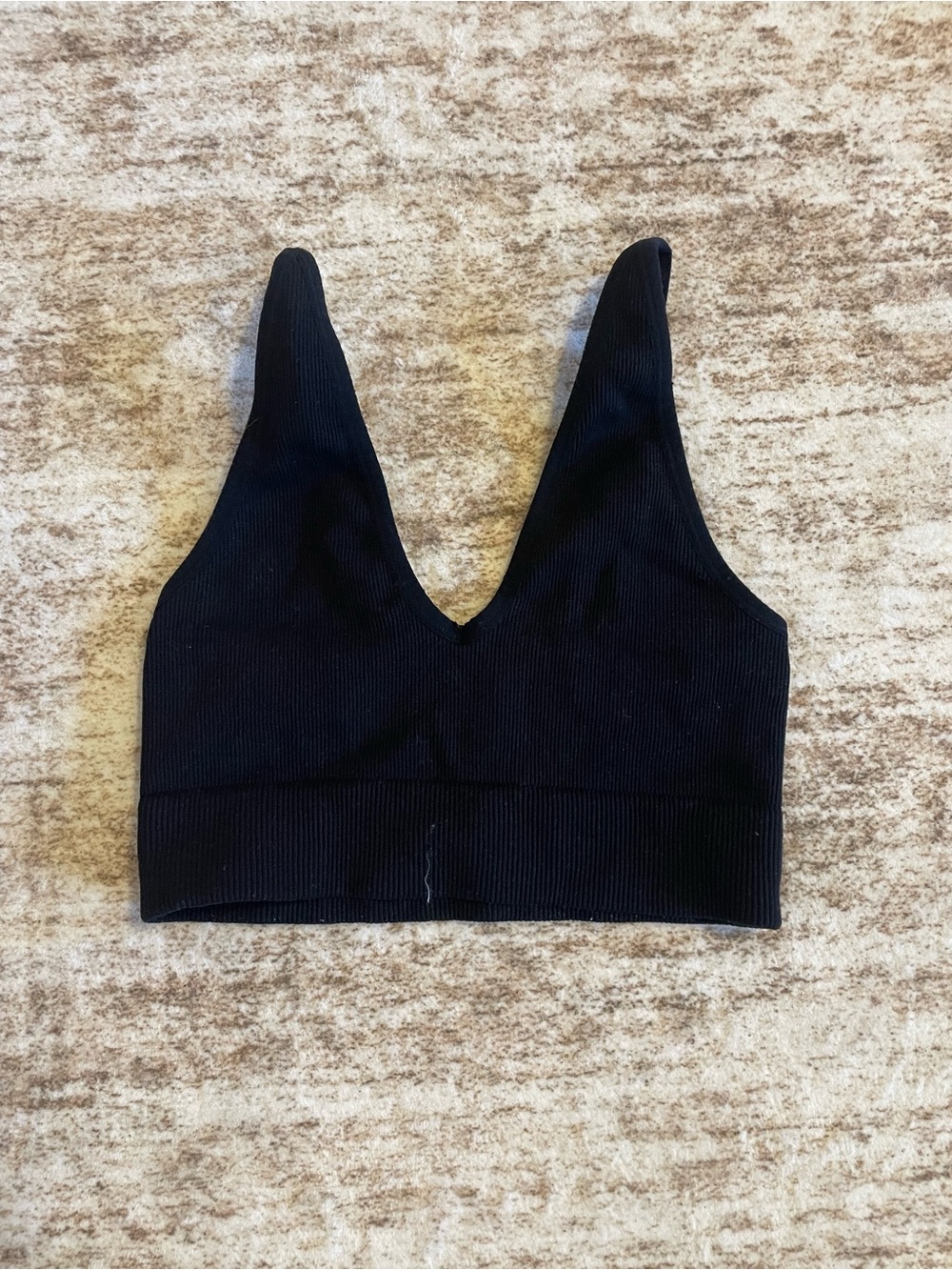 Garage Black V-Neck Ribbed Bralette